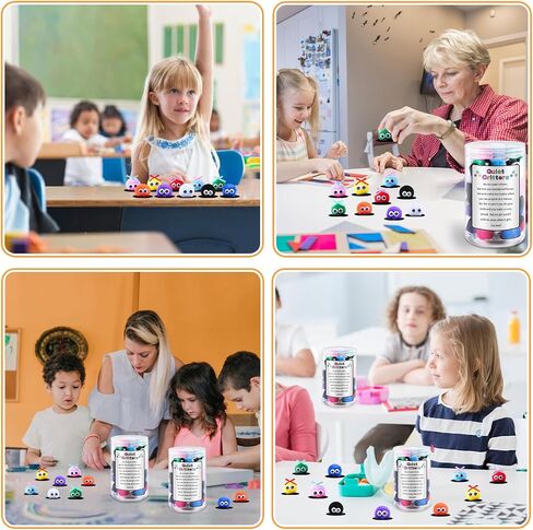 50 Pcs 1Inch Multicolor Pom Poms Critters with Plastic Jar Quiet Critters Classroom Management, Behavior Classroom Management, Homeschooling, Educational and Learning Activities for Kids (Pom Poms) in Saudi Arabia