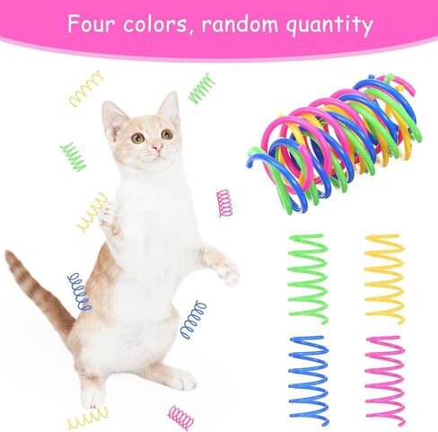 300 Pcs Cat Spring Toys, 4 Colors Plastic Spiral Interactive Coils for Indoor Cats, Swatting Biting Hunting Play for Kittens in Saudi Arabia