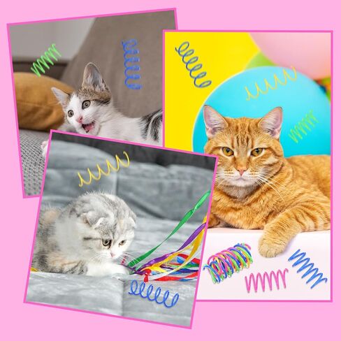 300 Pcs Cat Spring Toys, 4 Colors Plastic Spiral Interactive Coils for Indoor Cats, Swatting Biting Hunting Play for Kittens in Saudi Arabia