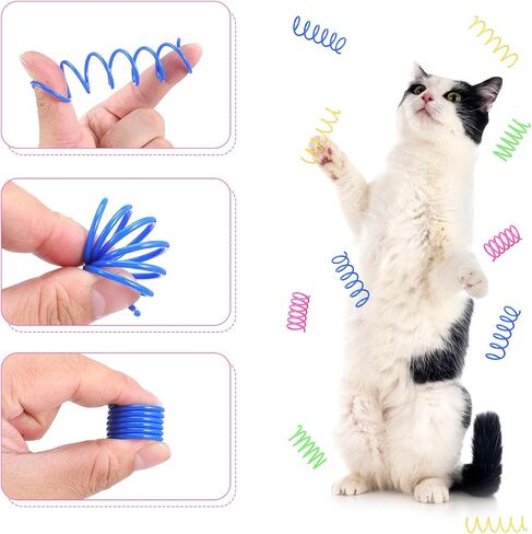 300 Pcs Cat Spring Toys, 4 Colors Plastic Spiral Interactive Coils for Indoor Cats, Swatting Biting Hunting Play for Kittens in Saudi Arabia