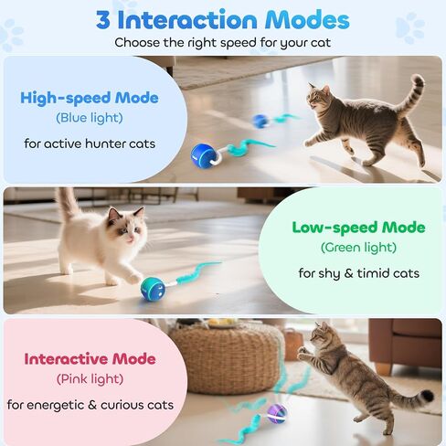 كرة لعبة Cat Interactive ، ألعاب القطط التلقائية للقطط الداخلية ، ألعاب هريرة نشطة الحركة مع ذيول بديلة ، 3 أوضاع ، ألعاب القطط القابلة لإعادة شحن USB ، متحركة لممارسة التخصيب (الأزرق) in Saudi Arabia