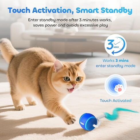 كرة لعبة Cat Interactive ، ألعاب القطط التلقائية للقطط الداخلية ، ألعاب هريرة نشطة الحركة مع ذيول بديلة ، 3 أوضاع ، ألعاب القطط القابلة لإعادة شحن USB ، متحركة لممارسة التخصيب (الأزرق) in Saudi Arabia
