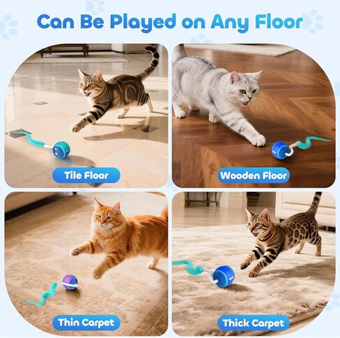كرة لعبة Cat Interactive ، ألعاب القطط التلقائية للقطط الداخلية ، ألعاب هريرة نشطة الحركة مع ذيول بديلة ، 3 أوضاع ، ألعاب القطط القابلة لإعادة شحن USB ، متحركة لممارسة التخصيب (الأزرق) in Saudi Arabia