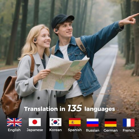 MINISO X15 PRO AI Translation Earbuds Real-Time, 3-in-1 Translator Earbuds for 135 Languages, Two-Way Translation Headphones with APP for iOS&Android, Translation Device Earphones for Travel Business in Saudi Arabia