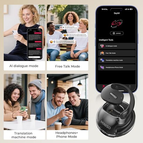 MINISO X15 PRO AI Translation Earbuds Real-Time, 3-in-1 Translator Earbuds for 135 Languages, Two-Way Translation Headphones with APP for iOS&Android, Translation Device Earphones for Travel Business in Saudi Arabia