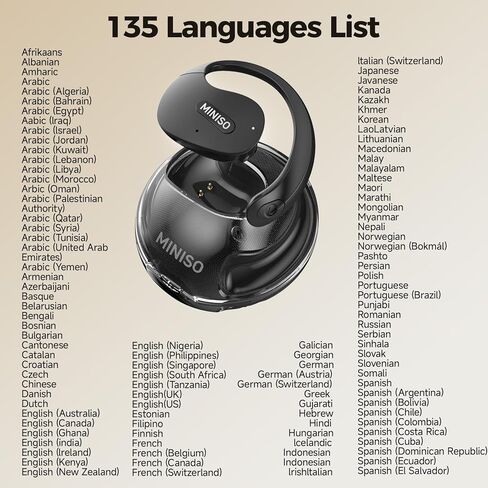 MINISO X15 PRO AI Translation Earbuds Real-Time, 3-in-1 Translator Earbuds for 135 Languages, Two-Way Translation Headphones with APP for iOS&Android, Translation Device Earphones for Travel Business in Saudi Arabia