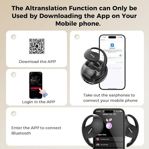 MINISO X15 PRO AI Translation Earbuds Real-Time, 3-in-1 Translator Earbuds for 135 Languages, Two-Way Translation Headphones with APP for iOS&Android, Translation Device Earphones for Travel Business in Saudi Arabia