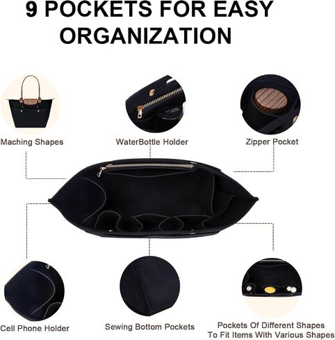Purse Organizer Insert for LE PLIAGE Top Handle (Black, Medium) in Saudi Arabia