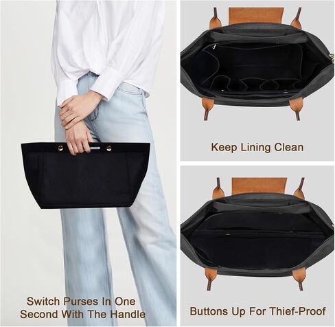 Purse Organizer Insert for LE PLIAGE Top Handle (Black, Medium) in Saudi Arabia