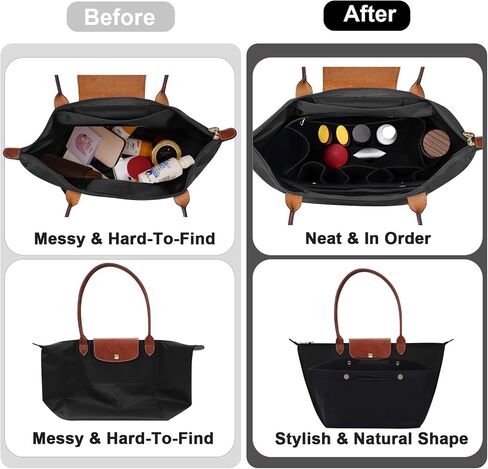 Purse Organizer Insert for LE PLIAGE Top Handle (Black, Medium) in Saudi Arabia