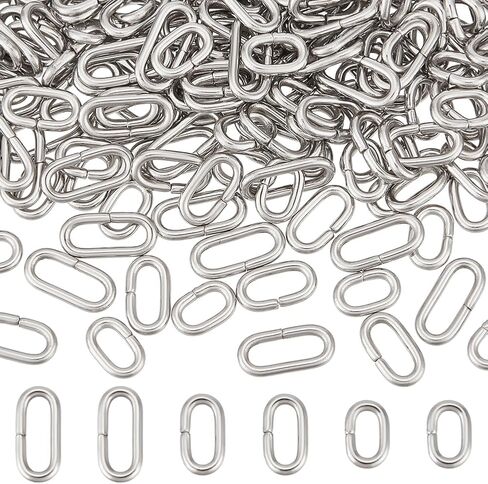 UniCraftale حوالي 240pcs البيضاوي الربط الموصل 3 أحجام الفولاذ المقاوم للصدأ الصلب ربط المعادن المغلقة ولكن غير محسوبة القفز البيضاوي سلسلة مفاتيح المجوهرات لصنع المجوهرات صنع المجوهرات in Saudi Arabia