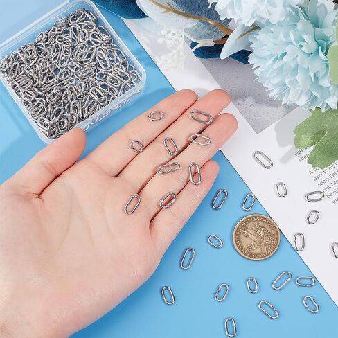 UniCraftale حوالي 240pcs البيضاوي الربط الموصل 3 أحجام الفولاذ المقاوم للصدأ الصلب ربط المعادن المغلقة ولكن غير محسوبة القفز البيضاوي سلسلة مفاتيح المجوهرات لصنع المجوهرات صنع المجوهرات in Saudi Arabia