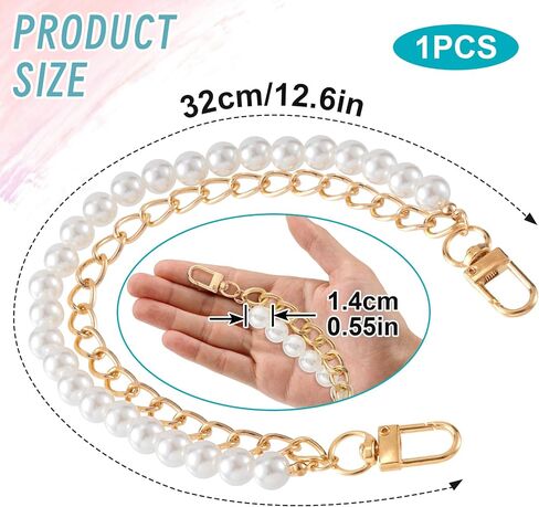 Hzopcw Pearl Purse سلسلة مزدوجة ، سلسلة موسعة حقيبة للنساء ، سبيكة الذهب محفظة حزام الاستبدال كيس سحر لكؤس الكتف المصنوعة يدويا محافظ القابلات in Kuwait