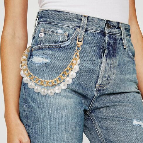 Hzopcw Pearl Purse سلسلة مزدوجة ، سلسلة موسعة حقيبة للنساء ، سبيكة الذهب محفظة حزام الاستبدال كيس سحر لكؤس الكتف المصنوعة يدويا محافظ القابلات in Kuwait