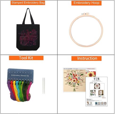 تشمل مجموعة تطريز حقيبة Yangshine Canvas مع نمط ، ومجموعات غرز المبتدئين للمبتدئين ، و Arts Arts Crafts Kit. in Kuwait