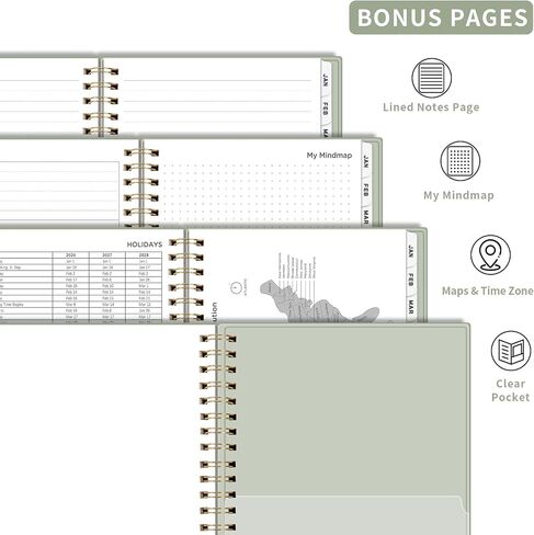AHGXG 2026 Planner, Weekly and Monthly Planner, Large Size 8.5" x 11", 2026 Calendar, JAN 2026 - DEC 2026, Spiral Bound, Inner Pocket, Perfect for Office Home School Supplies, Sage Green in Kuwait