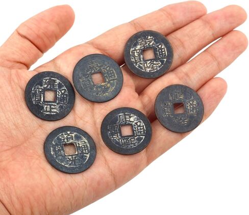 6pcs Chinese Feng Shui Coins, 1.06 Inch Copper Antique I Ching Divination Coins for Wealth, Good Luck, Success (6 Styles) in Saudi Arabia