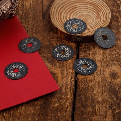 6pcs Chinese Feng Shui Coins, 1.06 Inch Copper Antique I Ching Divination Coins for Wealth, Good Luck, Success (6 Styles) in Saudi Arabia