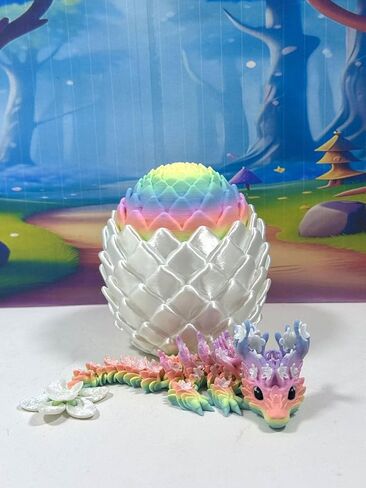 Dragon Baby Dragon المطبوع ثلاثي الأبعاد مع Dragon Egg ، 6 "قوس قزح مفصلاً Cherry Blossom Dragon ، لعبة تململ التوحد ADHD ، لعبة القدر التنفيذي ، BD004-MAC-WME in Kuwait