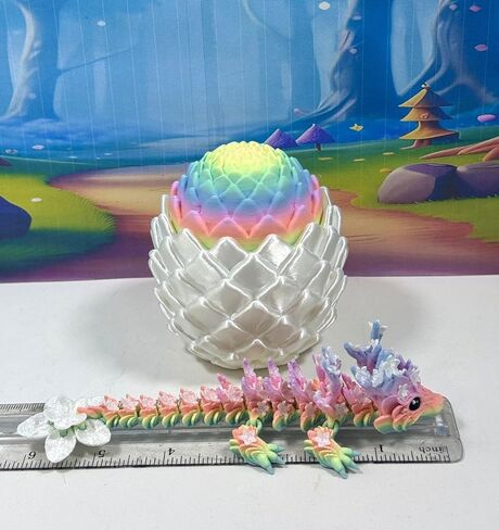 Dragon Baby Dragon المطبوع ثلاثي الأبعاد مع Dragon Egg ، 6 "قوس قزح مفصلاً Cherry Blossom Dragon ، لعبة تململ التوحد ADHD ، لعبة القدر التنفيذي ، BD004-MAC-WME in Kuwait