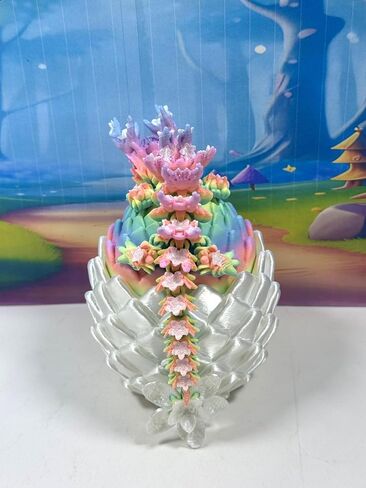 Dragon Baby Dragon المطبوع ثلاثي الأبعاد مع Dragon Egg ، 6 "قوس قزح مفصلاً Cherry Blossom Dragon ، لعبة تململ التوحد ADHD ، لعبة القدر التنفيذي ، BD004-MAC-WME in Kuwait