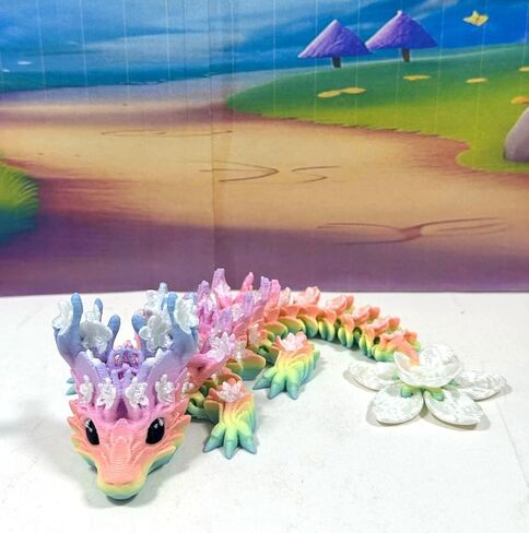 Dragon Baby Dragon المطبوع ثلاثي الأبعاد مع Dragon Egg ، 6 "قوس قزح مفصلاً Cherry Blossom Dragon ، لعبة تململ التوحد ADHD ، لعبة القدر التنفيذي ، BD004-MAC-WME in Kuwait