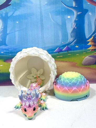 Dragon Baby Dragon المطبوع ثلاثي الأبعاد مع Dragon Egg ، 6 "قوس قزح مفصلاً Cherry Blossom Dragon ، لعبة تململ التوحد ADHD ، لعبة القدر التنفيذي ، BD004-MAC-WME in Kuwait