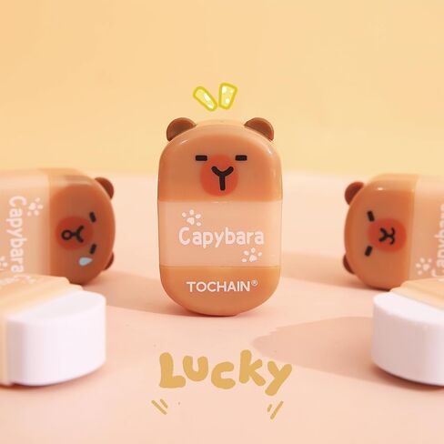 4 Pcs Cute 2-in-1 Pencil Sharpener & Eraser - Cartoon Cpaybara Pencil Sharpener Small Manual Pencil Sharpeners Kawaii Plastic Sharpeners for Girls Women Boys School Office Supplies (Capybara) in Saudi Arabia