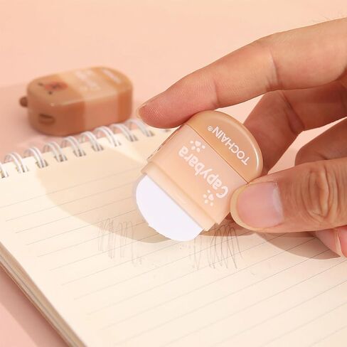 4 Pcs Cute 2-in-1 Pencil Sharpener & Eraser - Cartoon Cpaybara Pencil Sharpener Small Manual Pencil Sharpeners Kawaii Plastic Sharpeners for Girls Women Boys School Office Supplies (Capybara) in Saudi Arabia
