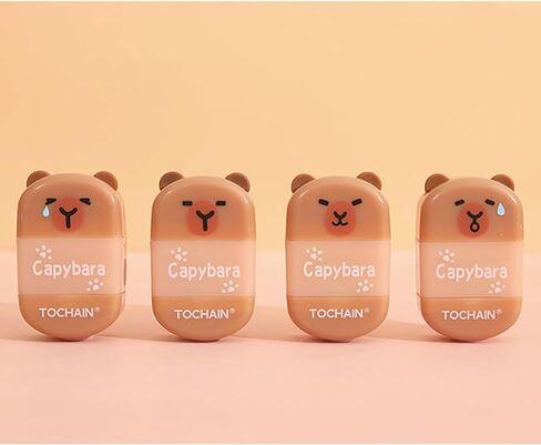 4 Pcs Cute 2-in-1 Pencil Sharpener & Eraser - Cartoon Cpaybara Pencil Sharpener Small Manual Pencil Sharpeners Kawaii Plastic Sharpeners for Girls Women Boys School Office Supplies (Capybara) in Saudi Arabia