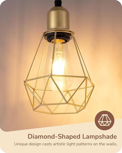 EDISHINE 70IN Farmhouse Floor Lamps for Living Room, Dimmable Industrial Tall Standing Lamps 3 LED Edison Bulbs Included, Diamond-Shaped Cage, Rustic Tree Corner Light for Bedroom, Office, Black in Saudi Arabia