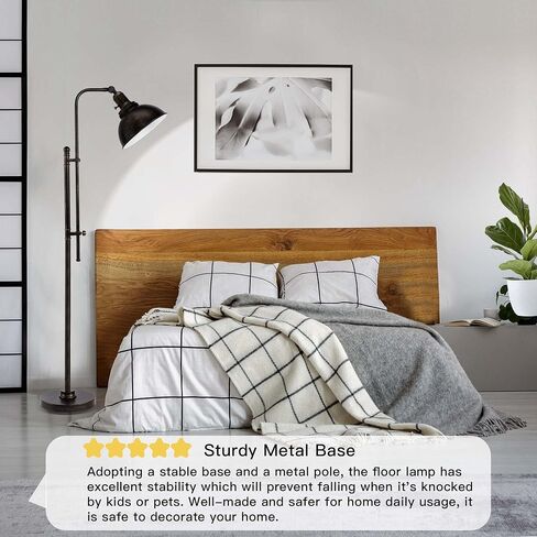 PARTPHONER Industrial Floor Lamp Adjustable, Rustic Farmhouse Reading Lamp in Aged Black Finish, Modern Standing Lamp with Remote Control Metal Shade for Living Room Bedroom Study Room Office Hotel in Saudi Arabia
