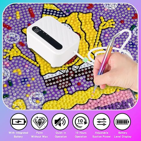 Electric Diamond Art Painting Pen with Adjustable Suction, 3 Mode Suction and Low Noise Wireless Vacuum Diamond Painting Pen Kits with Storage Case for Adults & Kids in Saudi Arabia