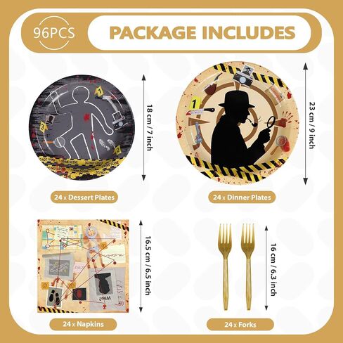 96pcs Murder Mystery Serqued Party Supplies Top Secret Plates and Fedical Secret Agent Agent Active Tabletists مجموعات لأدوات الهالوين مسرح الجريمة غرفة الهروب الأطفال. in Saudi Arabia