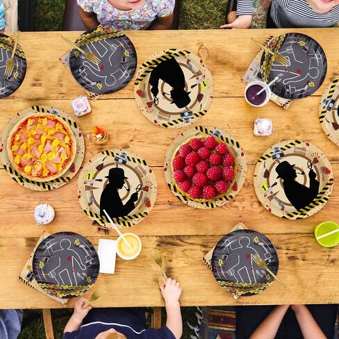 96pcs Murder Mystery Serqued Party Supplies Top Secret Plates and Fedical Secret Agent Agent Active Tabletists مجموعات لأدوات الهالوين مسرح الجريمة غرفة الهروب الأطفال. in Saudi Arabia