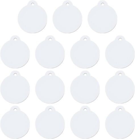 BENECREAT 50 Pcs Round Aluminum Sublimation Blanks, 1.24x1.42 Inch Aluminum Double Side Stamping Tags for Heat Press Printing, Laser Engraving Tags Charms, Christmas Ornaments Jewelry Making Supplies in Saudi Arabia