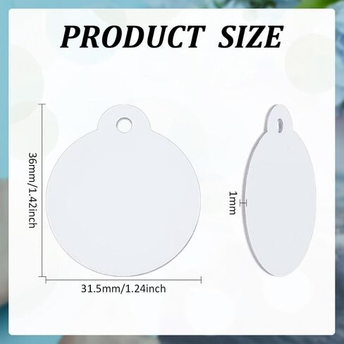 BENECREAT 50 Pcs Round Aluminum Sublimation Blanks, 1.24x1.42 Inch Aluminum Double Side Stamping Tags for Heat Press Printing, Laser Engraving Tags Charms, Christmas Ornaments Jewelry Making Supplies in Saudi Arabia
