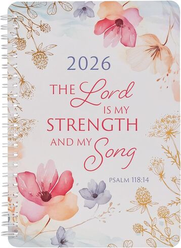 Christian Art Gifts 2026 Compact Spiral-bound 12 Month Planner for Women: Be Still & Know Encouraging Scripture, Daily Planning, Organizing, Reminders, Appointments, Cute Teal Multicolor Floral & Gold in Kuwait