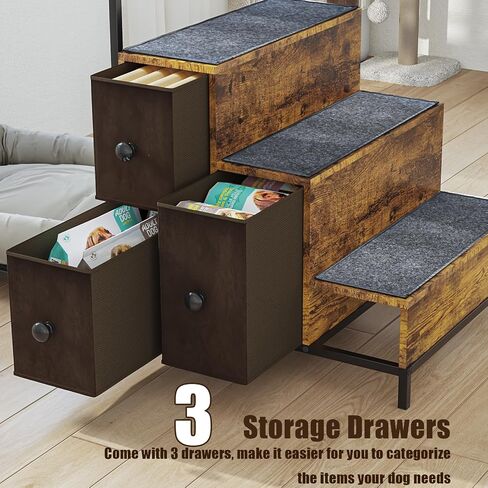 Lemberi Pet Bunk Bed مع الدرج والتخزين ، الكلاب/القطط نافذة ، صالة سرير مرتفعة من منصة متعددة المستويات مع تنجيد رغوة (رمادي) in Kuwait