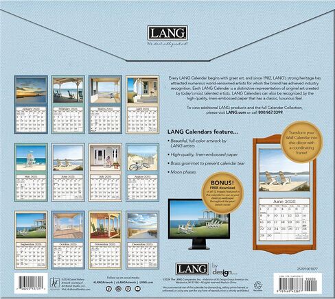 Lang Companies, Seaside 2026 Wall Calendar by Daniel Pollera, 13.4'' X 12'', 12-Month Calendar with Stapled Binding in Saudi Arabia
