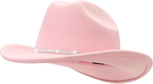 Kids Cowboy Hat for Girls Boys Western Cowgirl Hat for Kid with Buckle Belt Unisex Wide Brim Fedora Hat in Kuwait