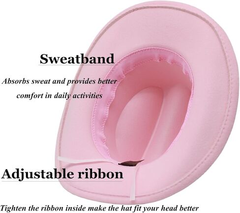 Kids Cowboy Hat for Girls Boys Western Cowgirl Hat for Kid with Buckle Belt Unisex Wide Brim Fedora Hat in Kuwait