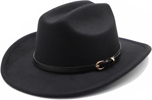 Kids Cowboy Hat for Girls Boys Western Cowgirl Hat for Kid with Buckle Belt Unisex Wide Brim Fedora Hat in Kuwait