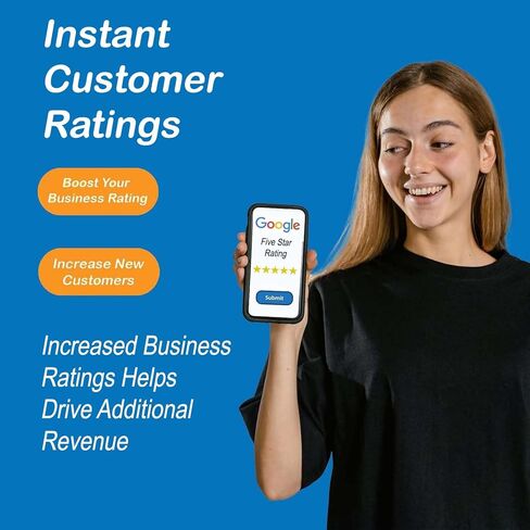 Google Review Tap Card by Revuzee (3 Pack) مع رمز الاستجابة السريعة وشعارك المخصص | NFC وعلامة رمز QR مخصص للأعمال | يتضمن التحليلات والصفحة المقصودة القابلة للتخصيص | أبيض in Kuwait