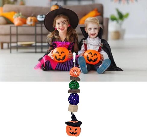 ديكور Plplaaoo Halloween Pumpkin للببغاء ، الببغاء ، الهامستر والحيوانات الأليفة الصغيرة مضغ - الخشب ، الروطان ، Love - Leaf Pumpkin Lolor in Kuwait