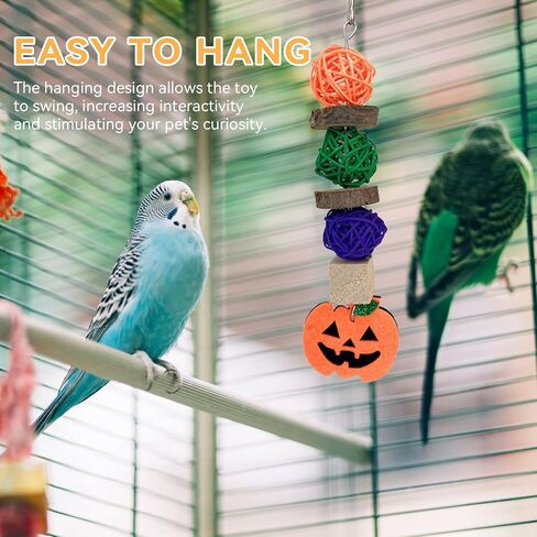 ديكور Plplaaoo Halloween Pumpkin للببغاء ، الببغاء ، الهامستر والحيوانات الأليفة الصغيرة مضغ - الخشب ، الروطان ، Love - Leaf Pumpkin Lolor in Kuwait