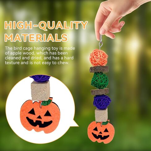 ديكور Plplaaoo Halloween Pumpkin للببغاء ، الببغاء ، الهامستر والحيوانات الأليفة الصغيرة مضغ - الخشب ، الروطان ، Love - Leaf Pumpkin Lolor in Kuwait