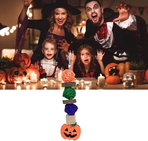ديكور Plplaaoo Halloween Pumpkin للببغاء ، الببغاء ، الهامستر والحيوانات الأليفة الصغيرة مضغ - الخشب ، الروطان ، Love - Leaf Pumpkin Lolor in Kuwait
