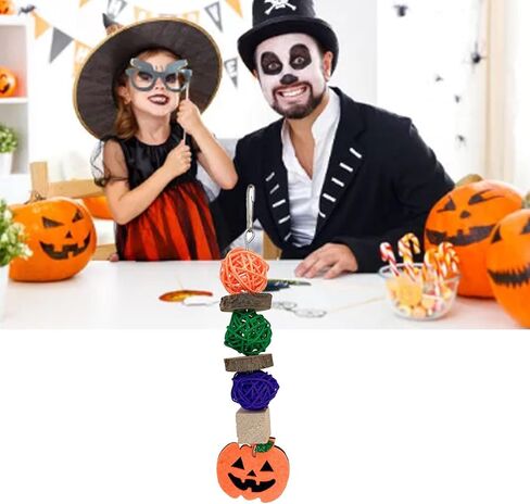 ديكور Plplaaoo Halloween Pumpkin للببغاء ، الببغاء ، الهامستر والحيوانات الأليفة الصغيرة مضغ - الخشب ، الروطان ، Love - Leaf Pumpkin Lolor in Kuwait