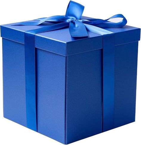 صندوق هدايا Ruspepa Royal Blue متوسطة مع أغطية ، وورق الشريط والأنسجة ، وصندوق هدايا قابل للطيات مثالي لعيد الميلاد ، والتخرج ، وعيد الأب ، وعروض الزفاف والعروض ، و 10 × 10 × 10 بوصات ، و 1 PCS in Saudi Arabia